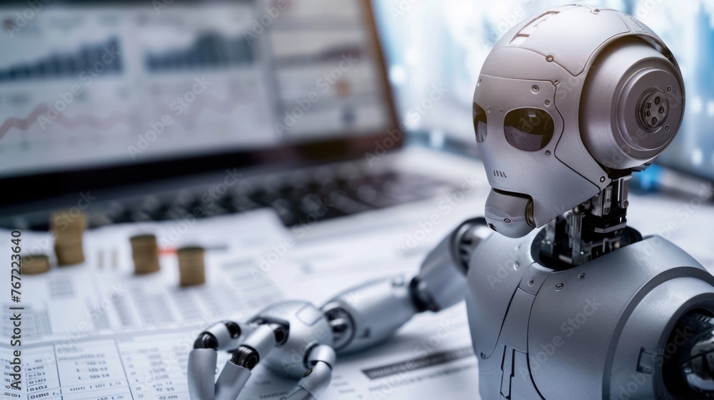 Aufkleber ai robots analyze financial data investment recommendations referring to ai technology that helps ma