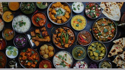 Fototapeta premium indian food collage assorted , chicken, Palak Paneer, 