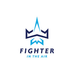 Obraz premium Fighter Plane Logo design Vector template For aviation industry
