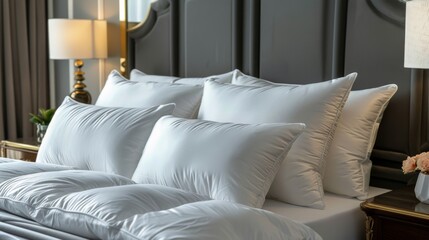 Bed With White Sheets and Pillows in Room