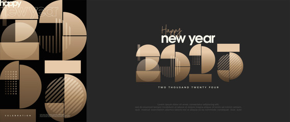 Happy New Year 2025 design poster with unique and modern number illustrations. Happy new year design to welcome the new year 2025.