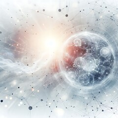 Abstract white background with network nodes and globe social media post background