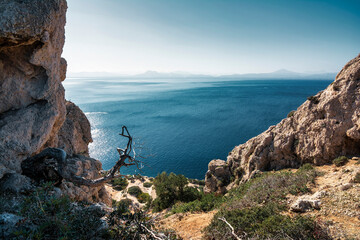 The seascape as seen from the Melagkavi Lighthouse on a headland overlooking the eastern Gulf of...