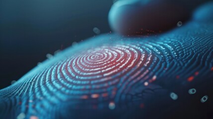Fingerprint scanning technology to verify identity Conveying safety in financial transactions - obrazy, fototapety, plakaty