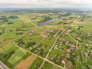 Fototapeta premium Lithuania Nature. Staskuniskis Village in Background. Landscape
