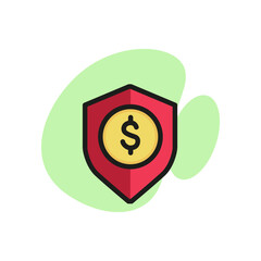 Icon of dollar shield. Finance, money. security. Financial safety concept. Can be used for topics like business, investment, insurance.
