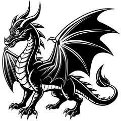 Dragon Wings black vector silhouette 
