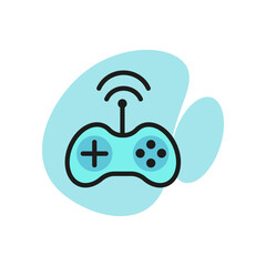 Icon of game controller. Joystick wireless connection, gamepad. Wireless technology concept. Can be used for topics like modern technology, hardware, gaming.