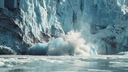 Massive Iceberg With Splashing Water - obrazy, fototapety, plakaty