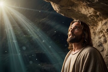 Jesus looking to the sky