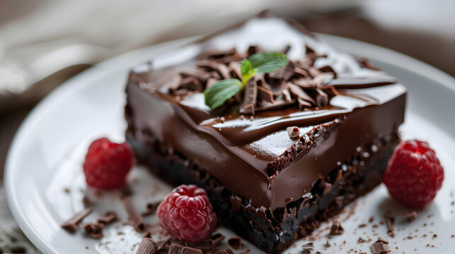 Close-up photo of chocolate dessert, gourmet cuisine chocolate cake