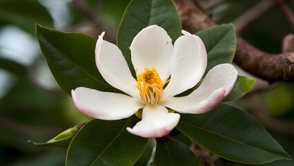 White southern magnolia blossom, Louisiana state flower, grandiflor