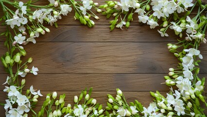 Wooden background enhances the beauty of spring blossoms