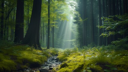Fototapeta premium Lush Forest Ecosystem: Thriving Biodiversity Amidst Nature's Splendor