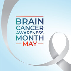 Brain Cancer Awareness Month design template good for celebration usage. grey ribbon vector template. flat design. eps 10.