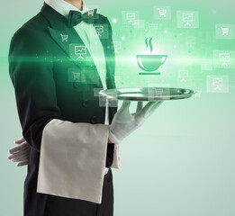Waiter serving business idea concept