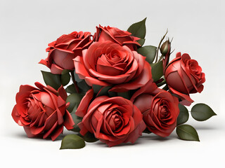 bouquet of red roses on solid color nice background. generative ai