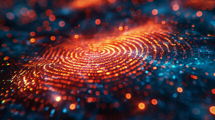 Vivid abstract background depicting a digital fingerprint for secure technology and data protection - obrazy, fototapety, plakaty