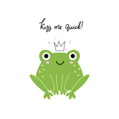 Cute cartoon frog with crown
