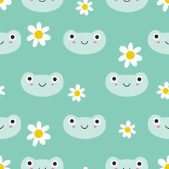 Seamless pattern with frog faces