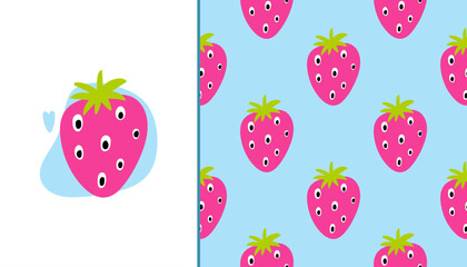 Strawberry seamless pattern and clipart - 767231463