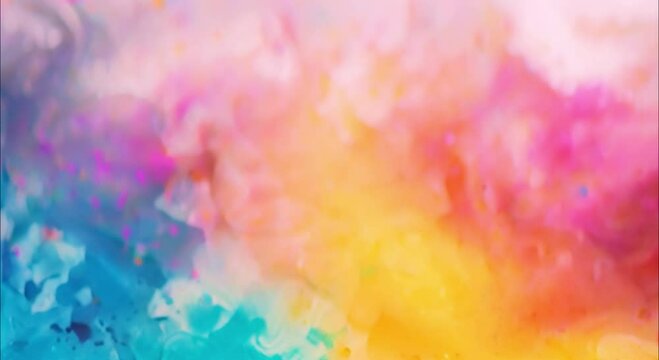 bright colors explode in messy watercolor blobs footage