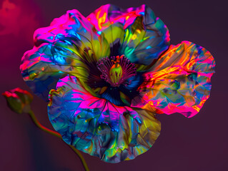 Abstract multicolored neon flower