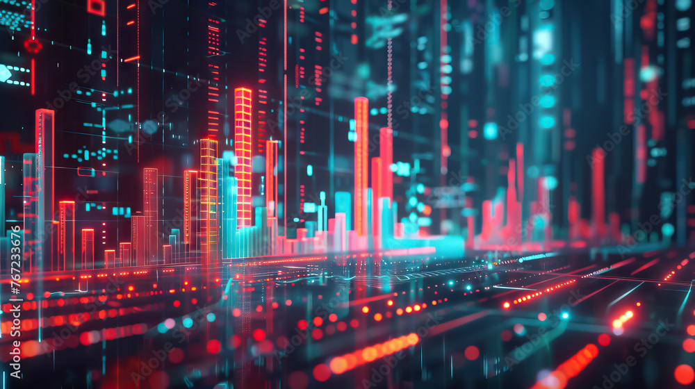 Poster Abstract network concept with dynamic lines and glowing data points