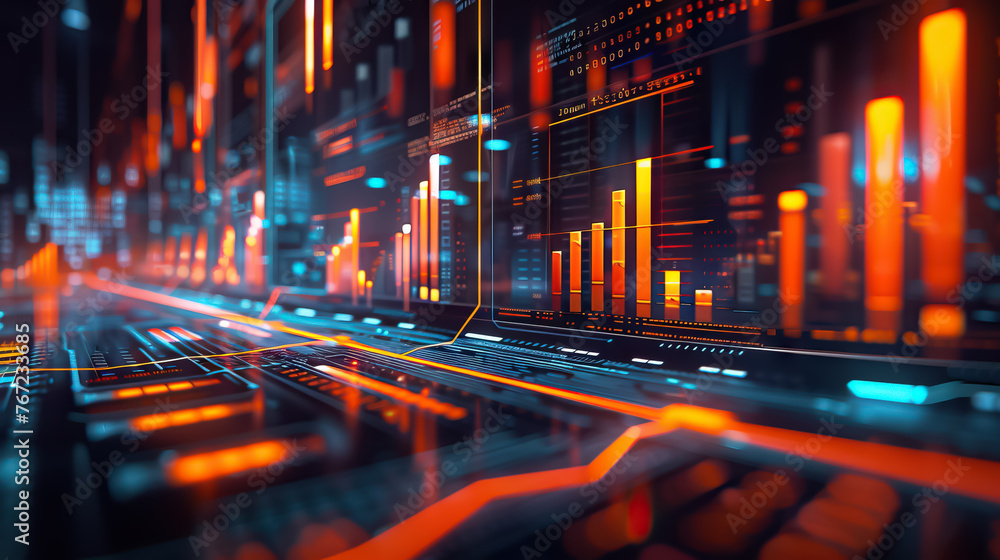 Poster Abstract network concept with dynamic lines and glowing data points