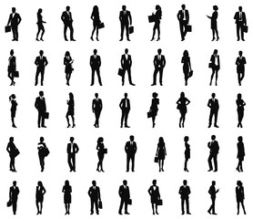 Business silhouettes. businessmen and businesswomen casual people silhouette shapes, standing adult professional persons outlines - 767234035