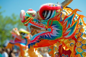 Exuberant Dragon Parade Showcasing Cultural Diversity