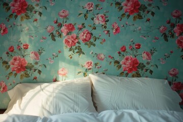 Warmly Lit Vintage Bouquet, Floral Patterned Wallpaper Decor
