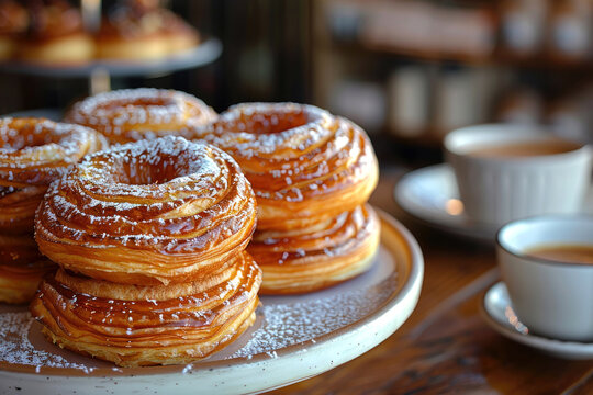A cronut is a combination of a croissant and a doughnut, where the croissant dough is baked like a donut and is usually topped with a sweet glaze.