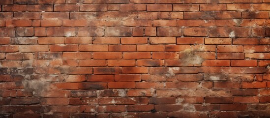 A weathered brick wall covered in numerous cracks and grime