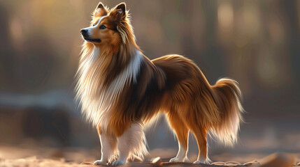 the dynamic energy of a Shetland Sheepdog during a playful activity