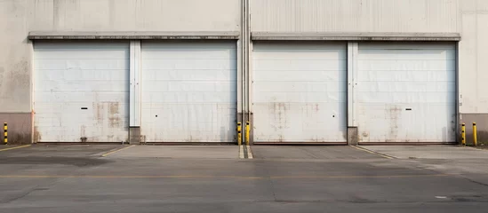 Fotobehang Two closed garage doors in a parking lot © Ilgun