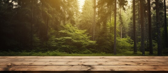 Wooden table in forest