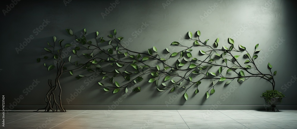 Wall mural Plant closeup near potted greenery