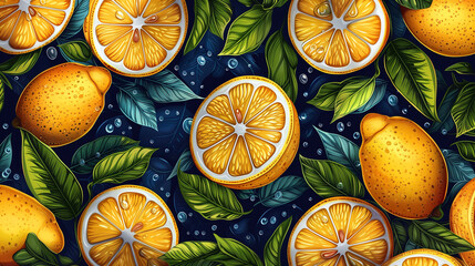 Lemon wallpaper illustration in pop art style with comics brush technique