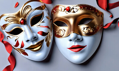 venetian carnival mask. Background - theatrical masks. Template empty spac