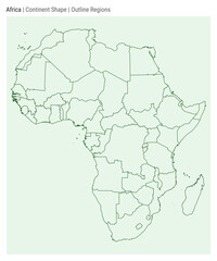 Africa. Simple vector map. Continent shape. Outline Regions style. Border of Africa. Vector illustration.