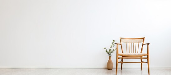 A chair and vase in room - obrazy, fototapety, plakaty