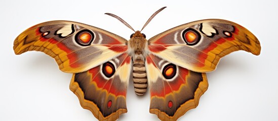 A butterfly with red and yellow wings up close