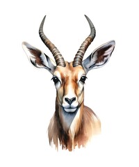 Watercolor portrait of an antelope isolated on white background. - obrazy, fototapety, plakaty