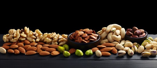 A close up of a table with assorted nuts