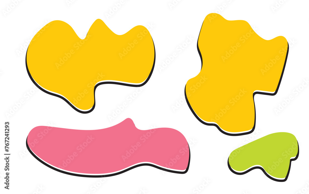 Poster organic blob shape abstract blue color with line. set of irregular blot form graphic element