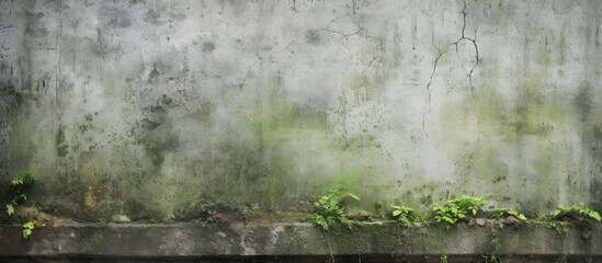 Cement wall with a plant sprouting