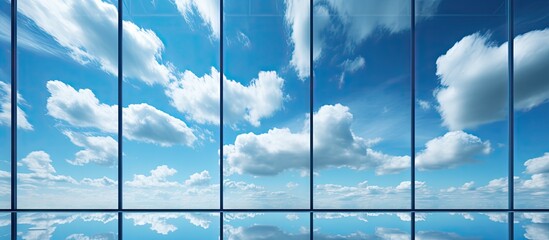 Large window with sky reflection