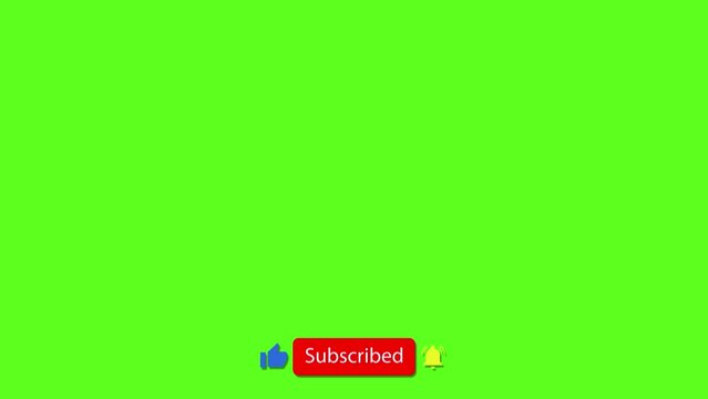 subscribe button animation on green background
like, subscribe, and press the bell icon