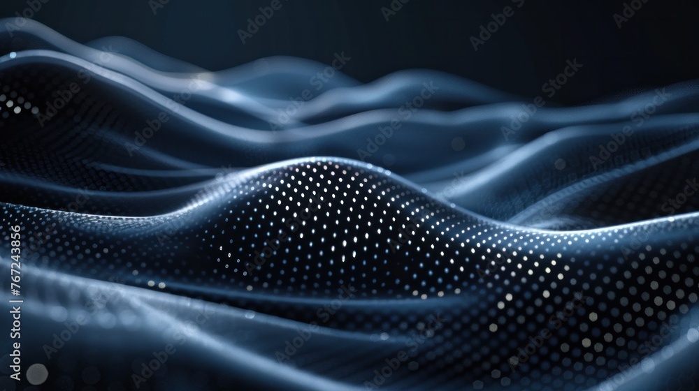 Aufkleber abstract wavy background with luminous points, representing cutting-edge technology.
